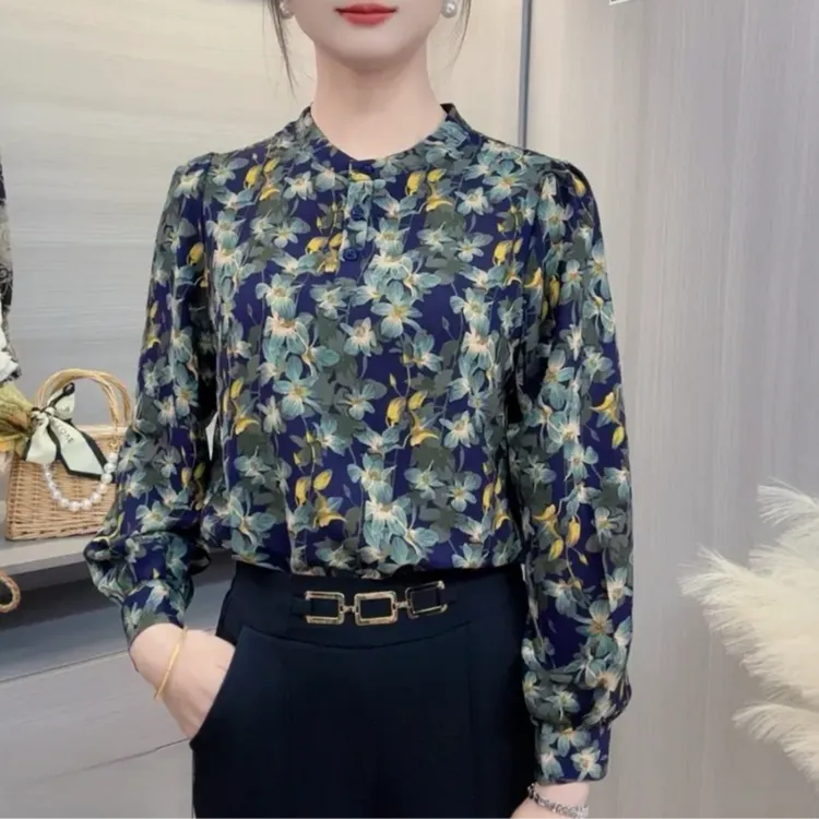 衬衫减龄春季新款花色百搭时尚显瘦2025年休闲气质长袖上衣薄款