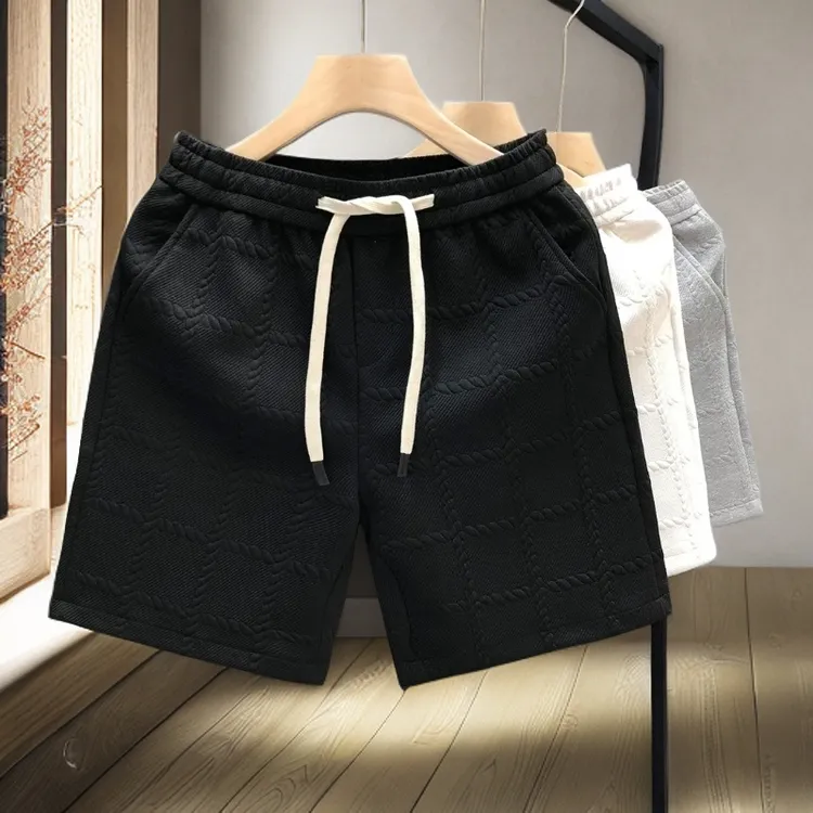 仓石一树男装夏季短裤新款时尚百搭五分裤提花运动外穿简约中裤子