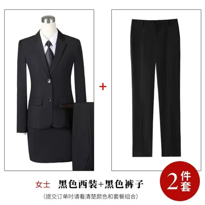 后中开衩单排两粒扣修身西服套装西裤黑色裤裤子