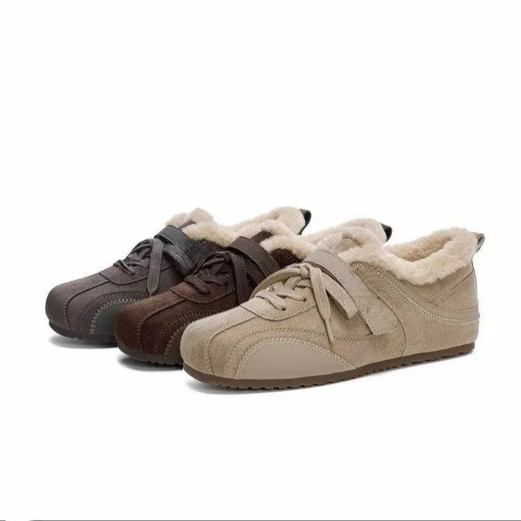 卓诗尼芙妮加绒德训鞋女2025冬季新款爆款毛毛魔术贴保暖棉鞋增高