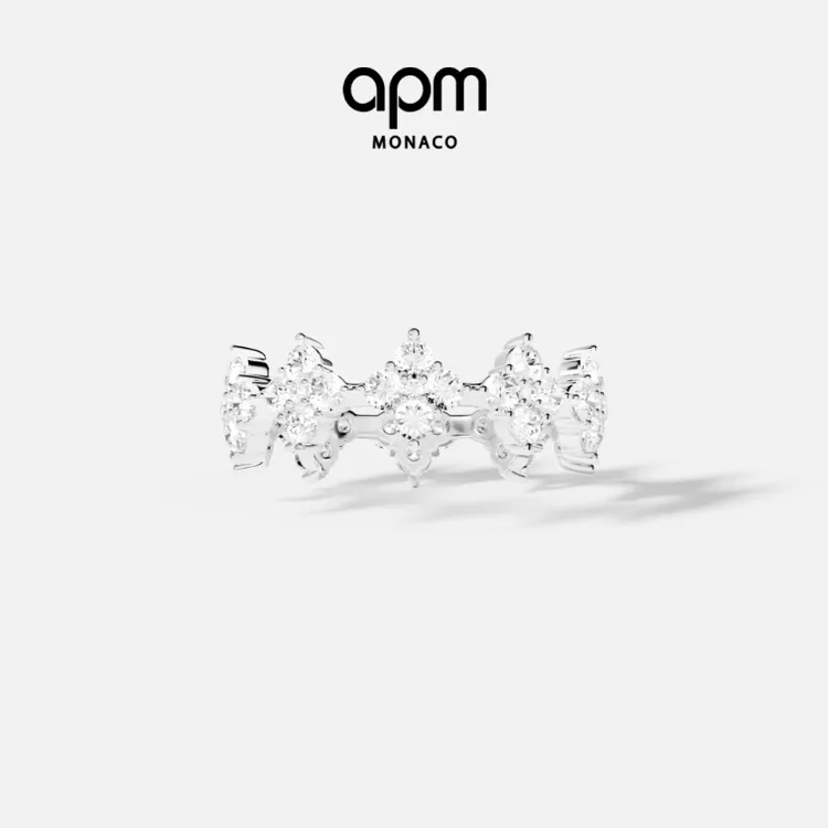 APM Monaco 轻奢时尚银色素款明星同款饰品氛围感对戒