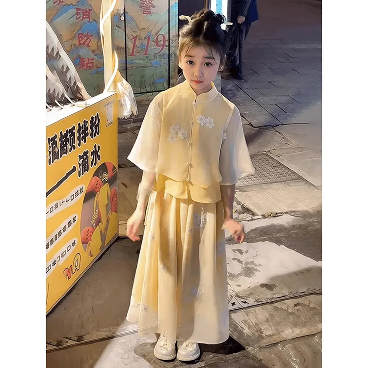 汉服女童夏季套装2025新款儿童中式薄款衣服女孩夏装洋气两件套