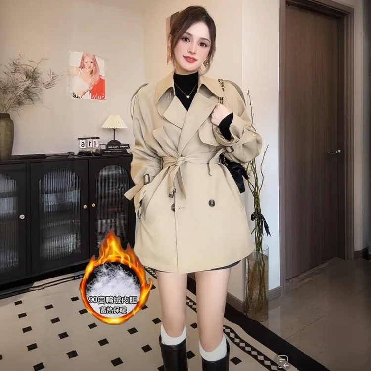 高级感羽绒服女短款2025冬季新款小个子韩系宽松羽绒内胆风衣外套