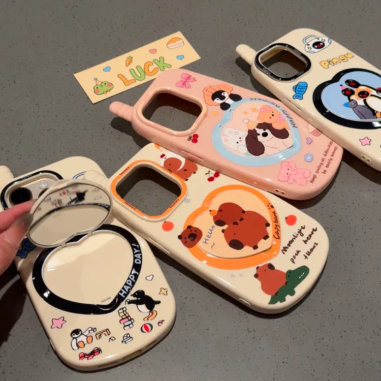 欧克里里小企鹅补妆镜支架适用苹果16/15Promax手机壳14大哥大13