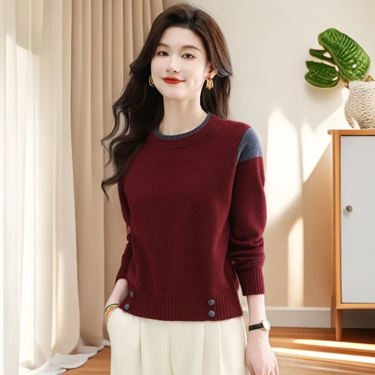 专柜同款小个子短款高腰毛衣女打底羊毛衫秋冬新款加厚显瘦圆领