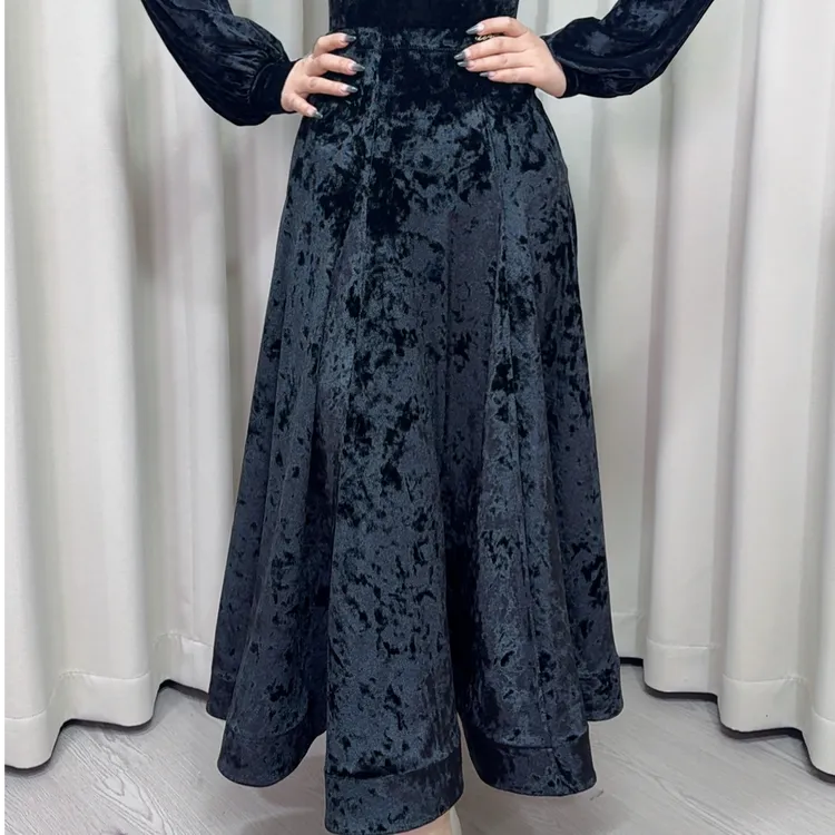 薇葶丹斯摩登舞交谊舞冰花绒六片大摆半裙WTMD055