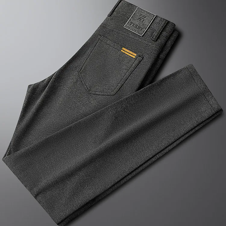 NOIENKAIRU尼因基鲁轻奢高端秋冬厚款毛呢牛仔裤男士修身直筒长裤