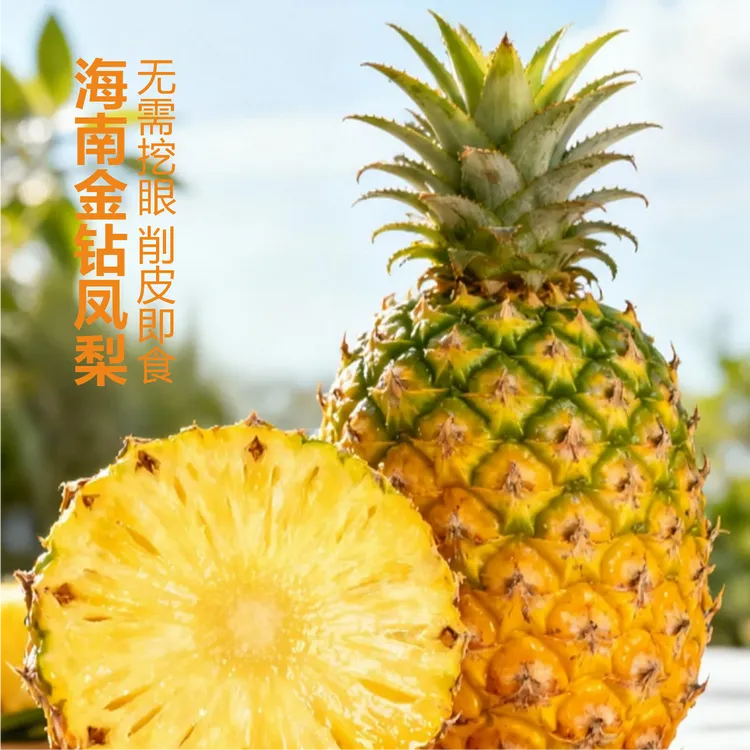 [海岛果仓] 金钻凤梨海南当季新鲜水果脆甜多汁香甜无眼切开即食