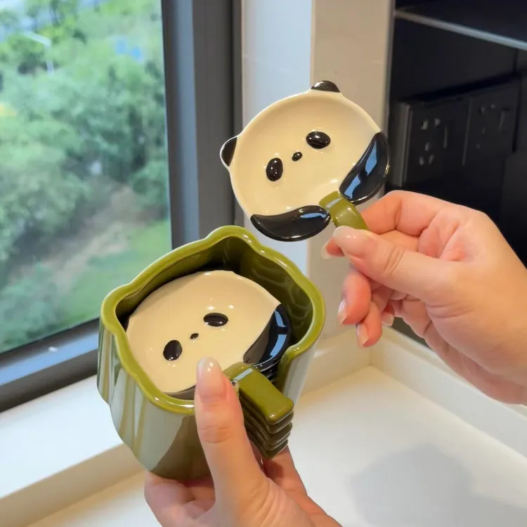 ONE 可爱熊猫蘸料碟餐具酱油醋碟收纳套装陶瓷火锅调料碟子YF