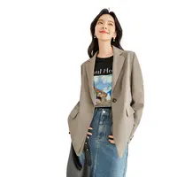 【对白气质宽松西装新品时尚黑色西服流行休闲高级外套DYZB-DDX001