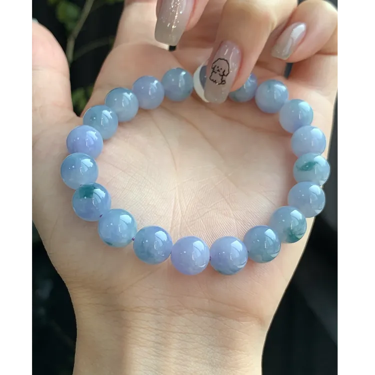 冰紫罗兰翡翠飘花手串