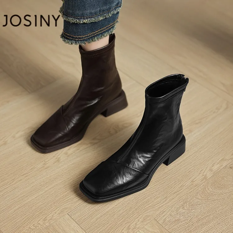 卓诗尼【断码清仓】2025新款秋冬季小短靴女加绒弹力瘦瘦靴马丁靴女