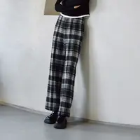 秋冬INS风格纹显瘦厚款外穿休闲裤休闲复古阔腿裤SX112442