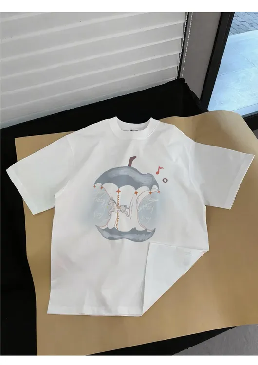 甜美T恤短袖印花设计师卡通T恤夏装圆领宽松