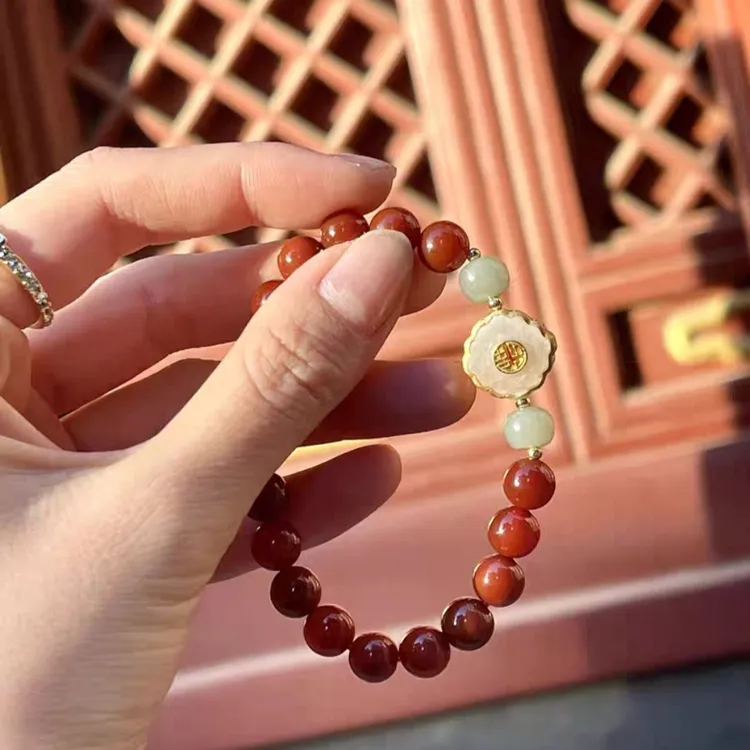 手链 五台山同款红色手串手链复古饰品手饰送长辈送女朋