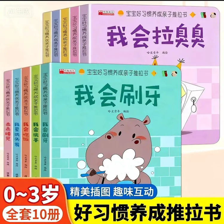 【官方正版】0-5岁机关推拉书幼儿宝宝早教启蒙绘本1岁2岁3岁童书