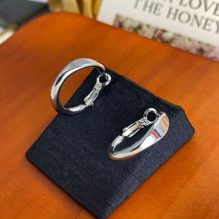 925银耳饰 925银针+双层镀真金 素圈耳环经典百搭光面素款小众