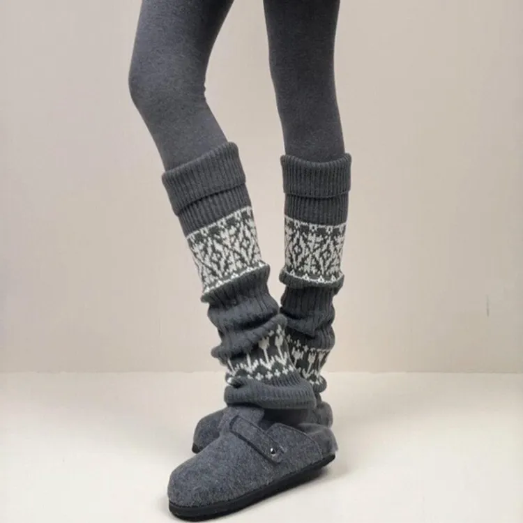 文伊娜袜套堆堆袜女休闲秋冬配连裤袜加厚保暖腿套显瘦女生小腿袜