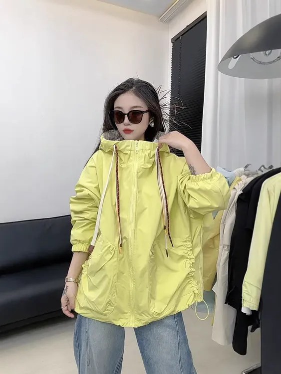 欧货2025春季新款拼接撞色风衣外套女韩版宽松慵懒风遮屁冲锋衣潮