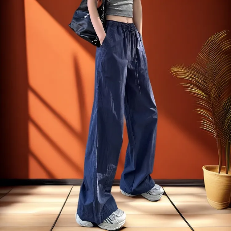 大码胖mm透气凉感工装裤女夏季薄款2025新款高腰宽松显瘦直筒裤子