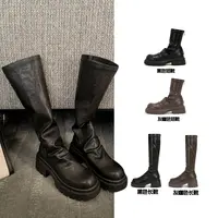 【奈斯专属】苏茵茵圆头皱褶后拉链骑士靴堆堆靴E4306325/Z4307315