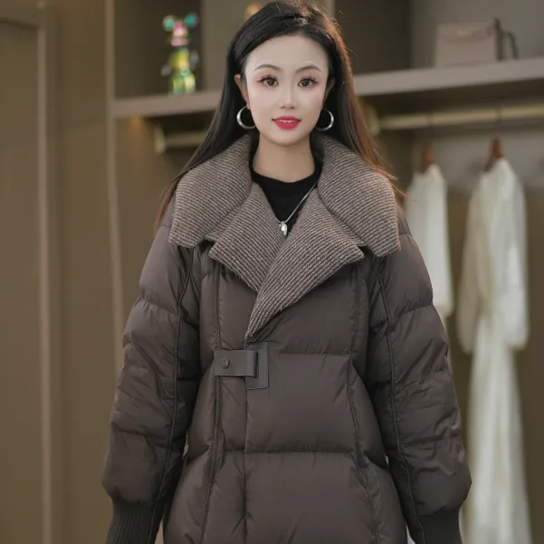 冬季高贵洋气优雅百搭大方减龄显瘦保暖白鸭绒羽绒服M-2XL