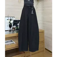 【暖绒灰调】慵懒风高腰抽绳垂感显瘦糯米裤-912