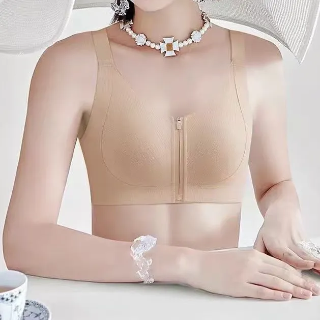 “大胸显小”稳固提拉聚拢无痕轻薄兔耳朵拉链文胸