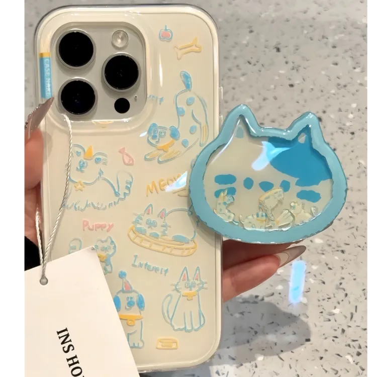 壳望涂鸦小猫适用苹果华为vivo小米oppo女款iphone15/16/14荣耀壳