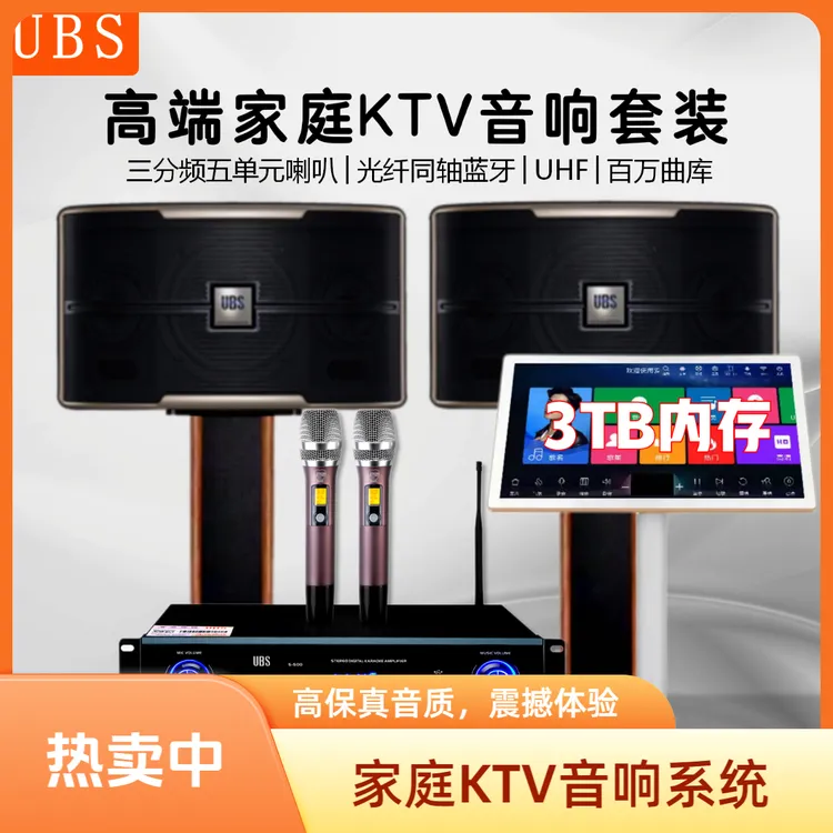 UBS10吋家庭ktv音响套装双系统点歌机卡拉OK高品质4高音重低音箱