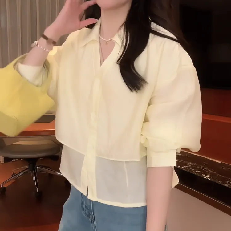 【软糖衬衣】超温柔气质抗皱衬衫亲肤百搭假两件防晒衬衣LK2502593