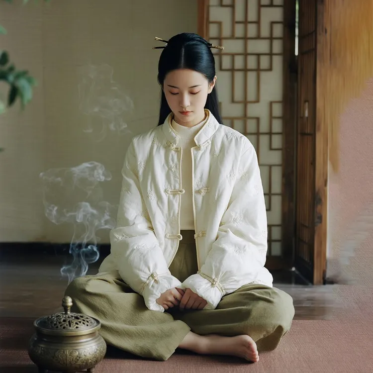 棉袄女款2025新款禅修居士服素衣中国风棉衣唐装外套修行禅服女