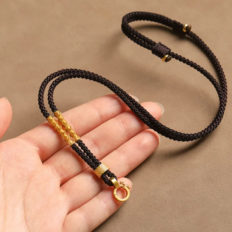 可调节吊坠挂绳佛牌吊坠绳玉坠项链绳子手工编织唐卡扣佩翡翠配绳