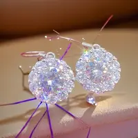 【璀璨耀世】高端奢华定制 白色太阳花圆包耳钉 355