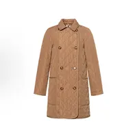 【佳娴专属】Burberry博柏利 纯色绗缝翻领双排扣插肩长袖棉服 女款 驼色