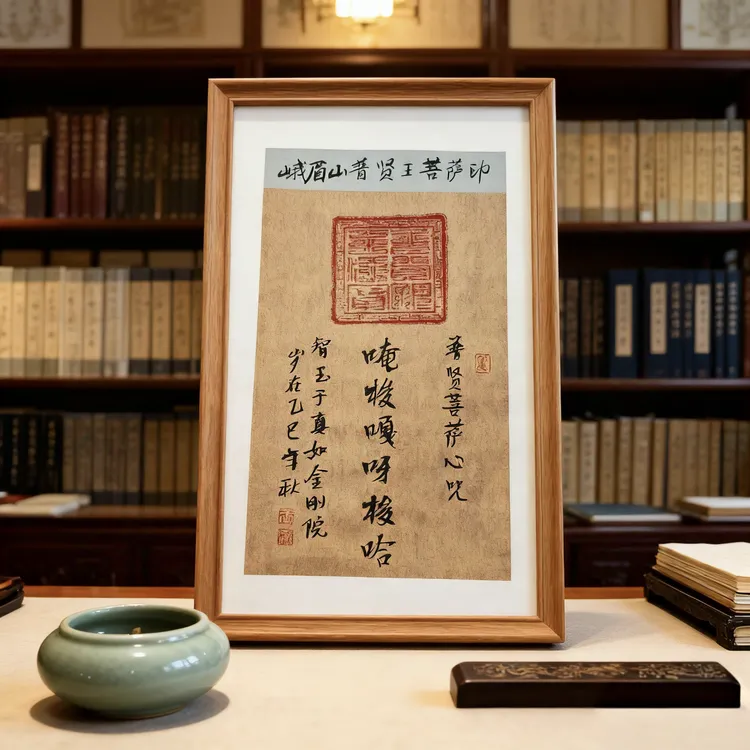 【九圣文化】挂画手工峨眉山普贤画  手工印，手工提笔