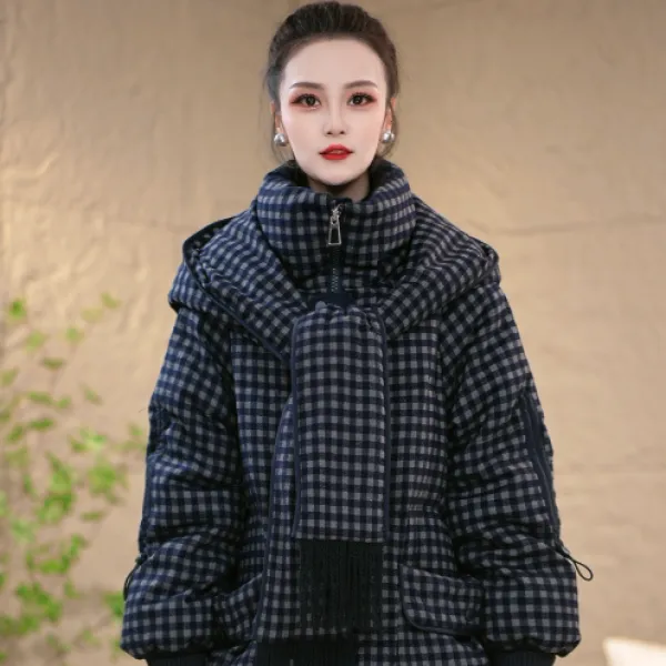 冬季围巾连帽通勤百搭经典时尚保暖白鸭绒羽绒服M-XL