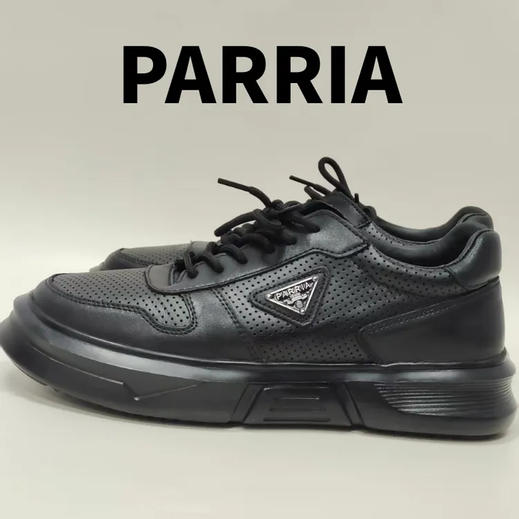 PARRIA头层牛皮 厚底板鞋—男士时尚百搭透气真皮潮鞋舒适增高圆头