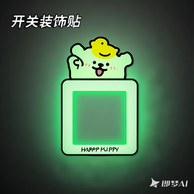 开关贴装饰自粘贴家用插座面板遮丑美化装饰框3D立体线条可爱小狗