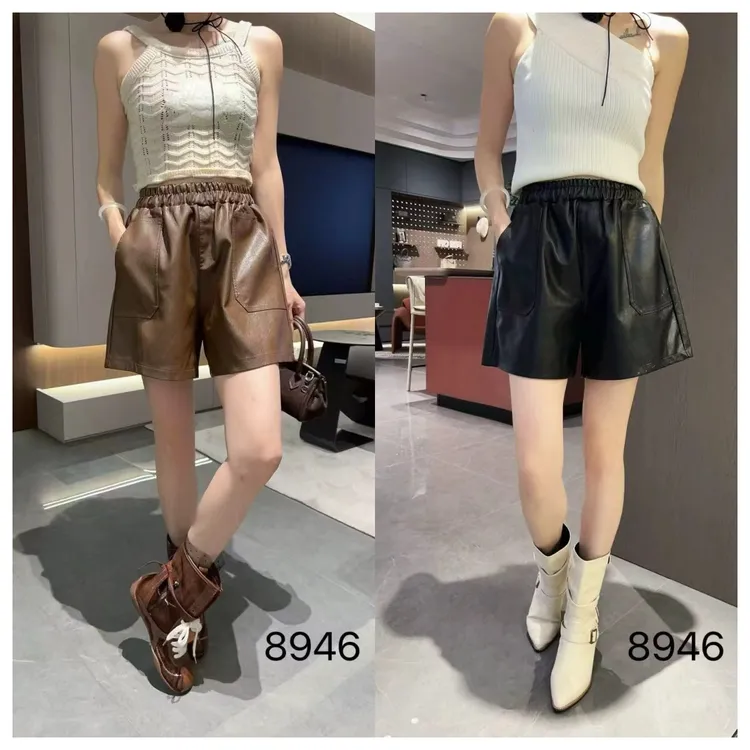 8946百搭显瘦水洗皮欧短裤