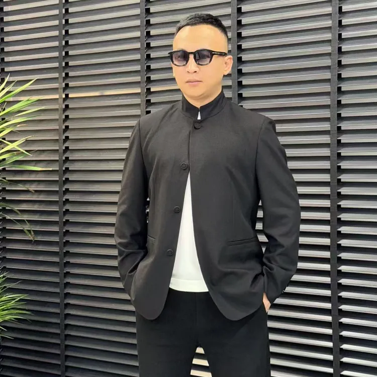 张先生欧货•7225春款男士轻奢时尚潮流商务休闲百搭修身立领外套