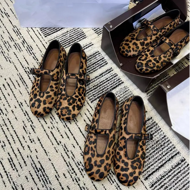 豆豆鞋单鞋浅口玛丽珍鞋豹纹圆头平底休闲韩版复古圆头软底