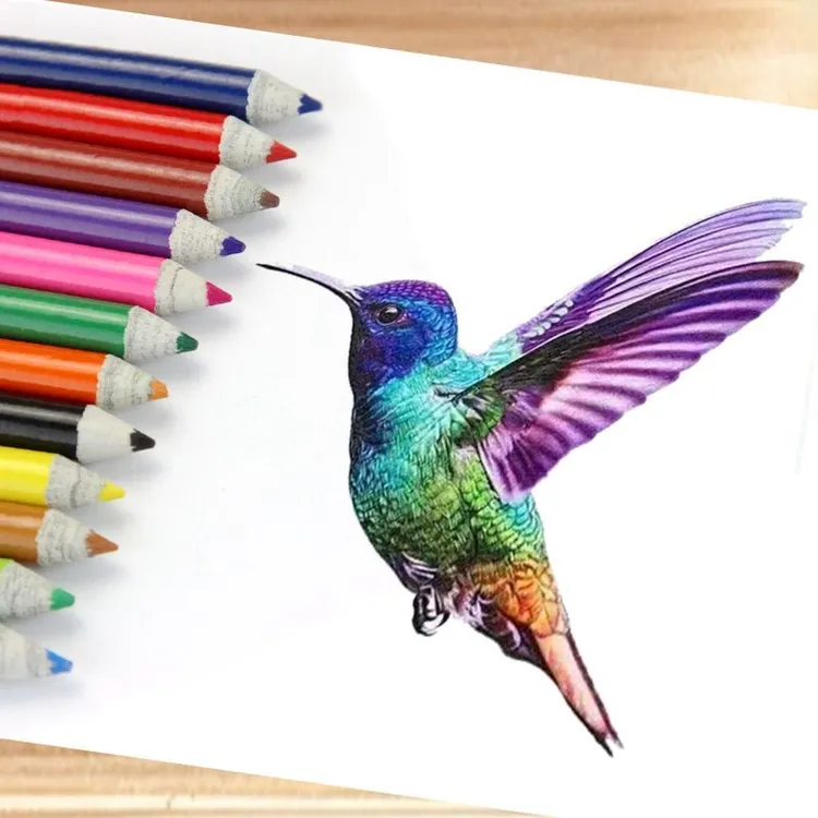 【工厂直销】彩色铅笔无铅毒纸质环保儿童美术生绘画专用12色99%高色彩还原度