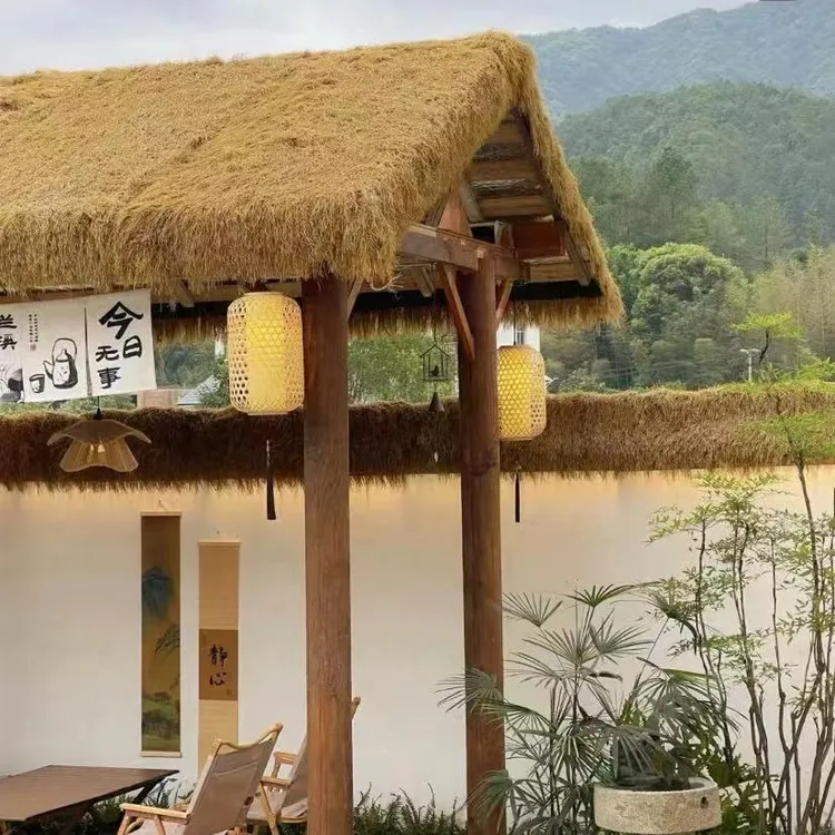 美丽乡村仿真茅草地毯式茅草木屋民宿凉亭农庄农家乐庭院装饰