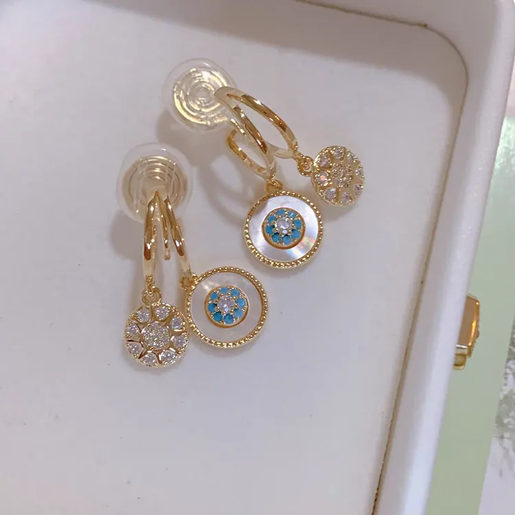 铜合金耳饰 复古气质蚊香盘无耳洞耳夹海贝风铃耳坠轻奢简约百搭