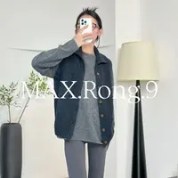 MAX.Rong.9秋冬翻领花纱马甲宽松针织上衣
