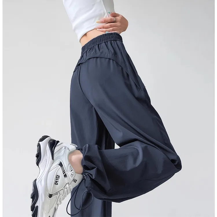 美式速干工装裤女2025夏季薄款宽松显瘦垂感防晒运动裤直筒阔腿裤