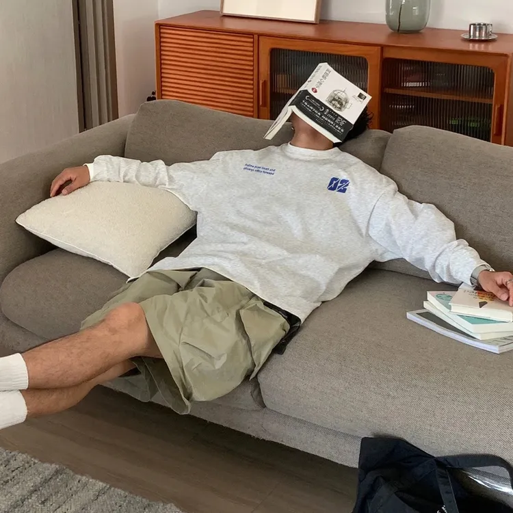 重磅纯棉T恤男款百搭时尚休闲美式复古春秋新款潮流宽松印花上衣