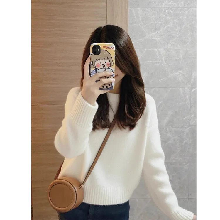 白色小香风针织衫毛衣女2025秋冬新款慵懒高级可外穿内搭打底上衣