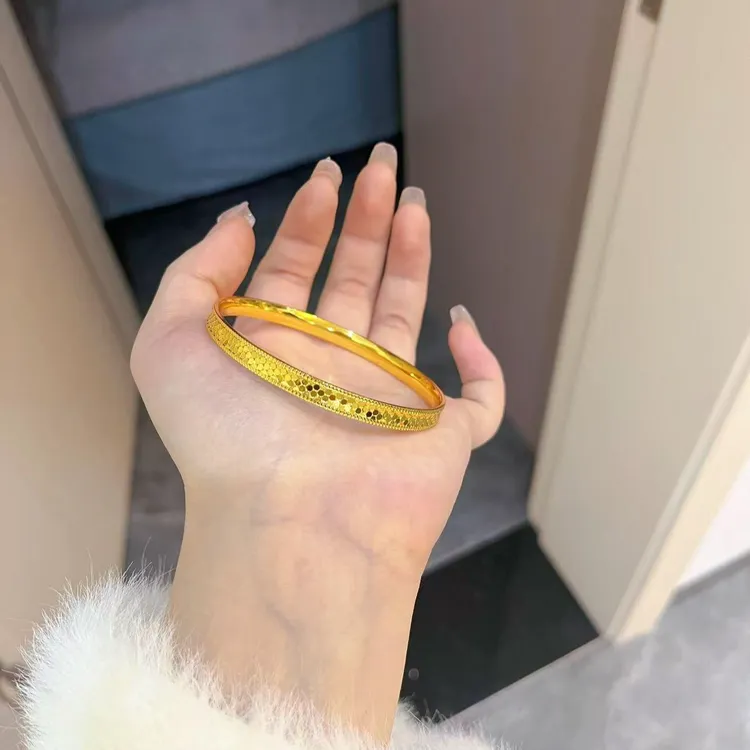 铜合金手镯 龙鳞手镯女仿真黄金店同款时尚古法手镯镀24K不掉色